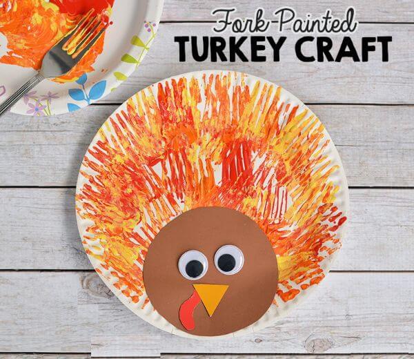 Fork Painted Turkey Craft For Kids