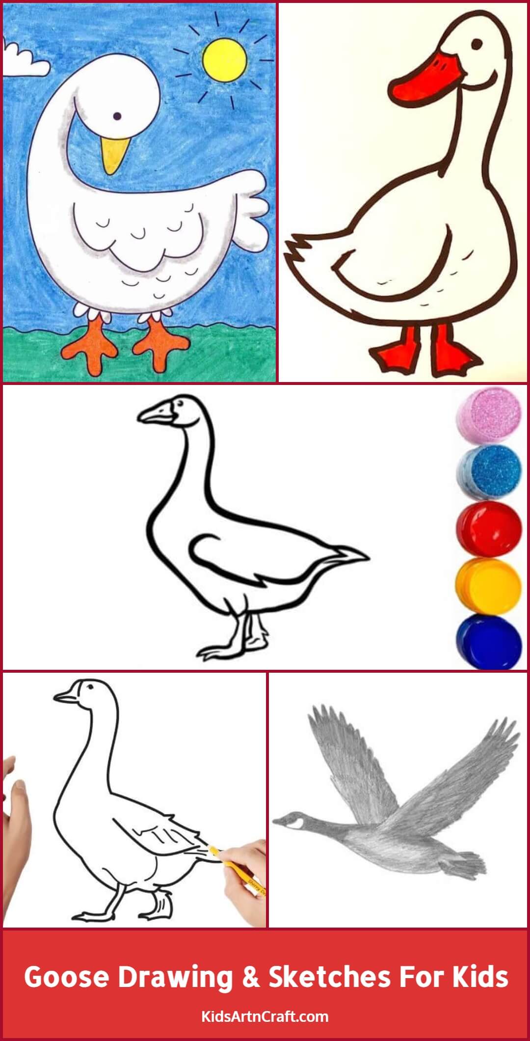 Goose Drawing & Sketches For Kids