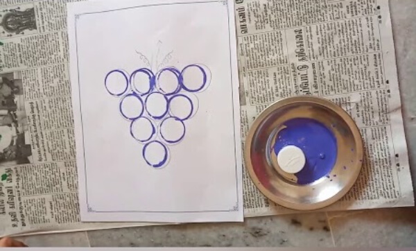Grapes Painting With Bottle Lid