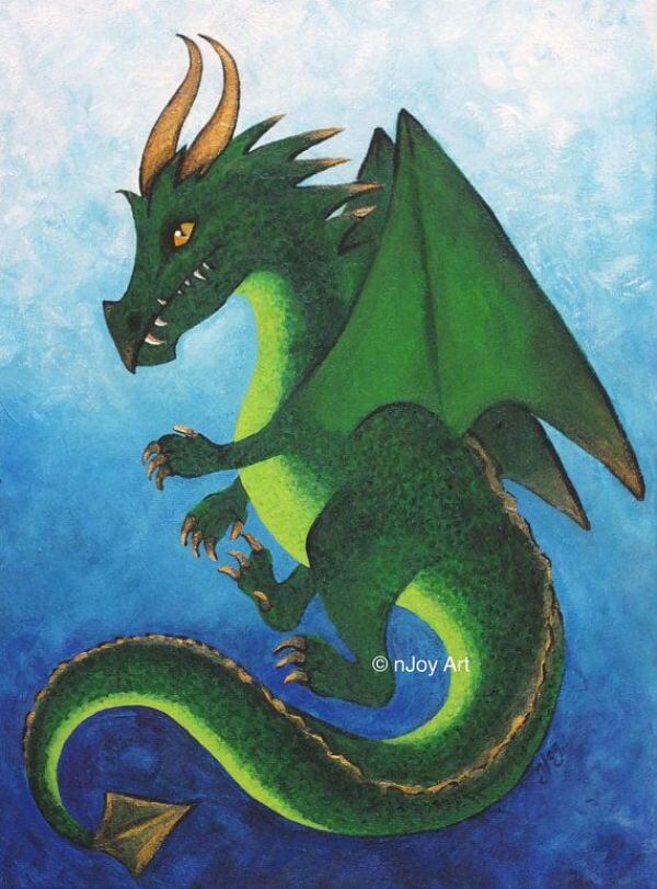 Green Dragon Painting For Kids