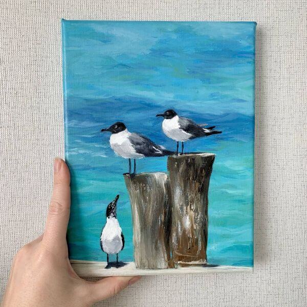 Gull Painting With Oil Painting For Kids