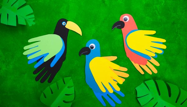 Hand Cutouts Parrot Craft Activity For Kids