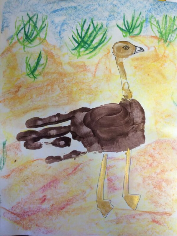 Emu Crafts & Activities for Kids Emu Handprint Painting Art For Kids