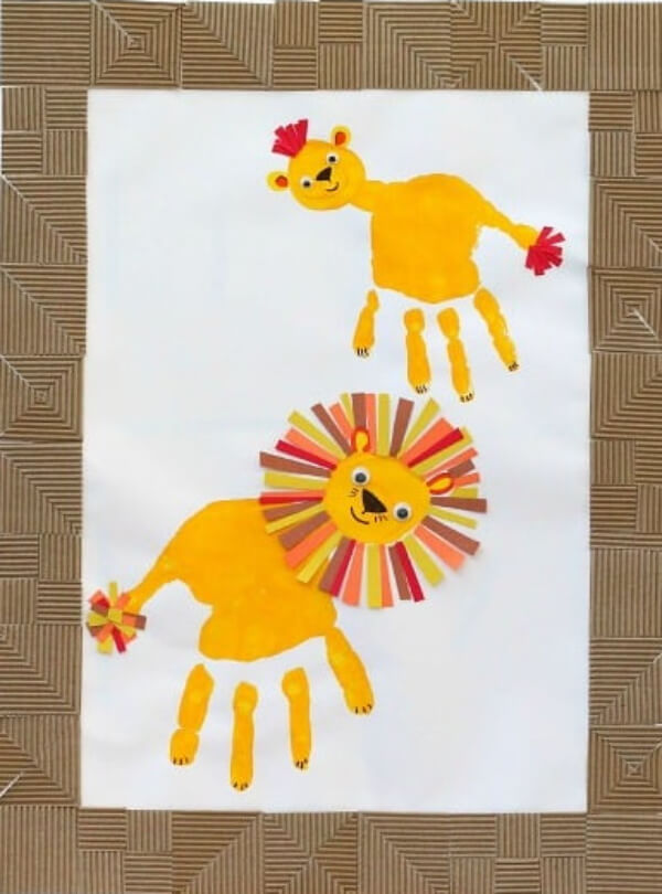 Handprint Lion Painting For Kids