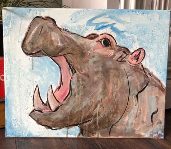 Hippo Art Painting