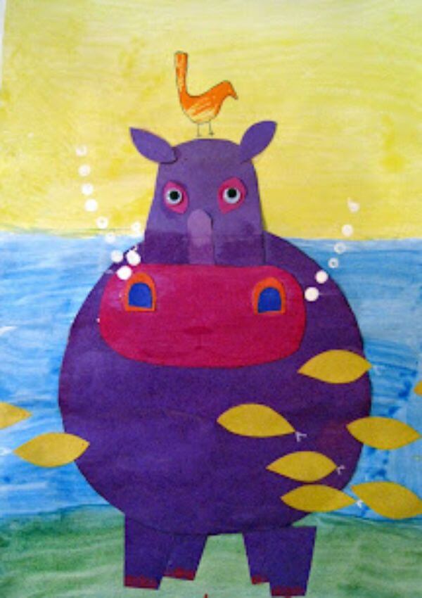 Hippo Layering Art Project Idea Hippo Crafts & Activities for Kids