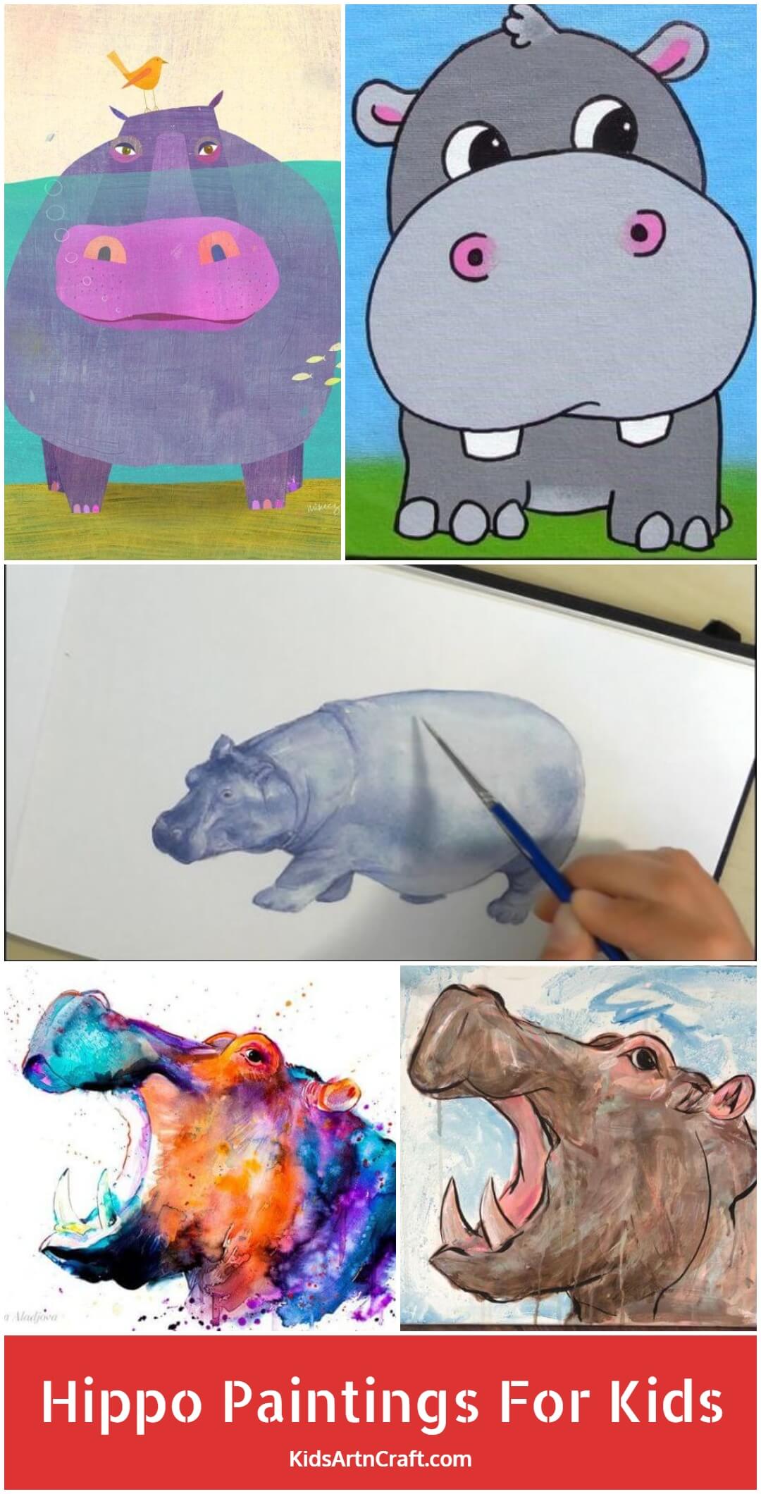 Hippo Paintings For Kids