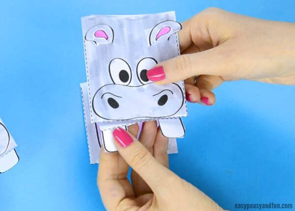 Hippo Puppet Printable Craft & Activities For Kids
