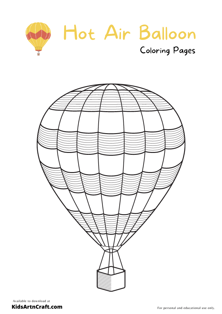 Hot Air Balloons Coloring Pages For Kids – Free Printables