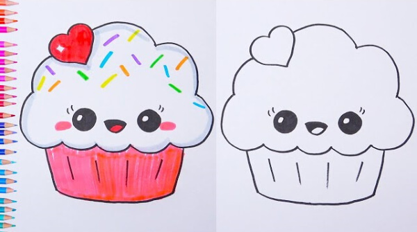 Cupcake Drawing & Sketches For Kids How To Draw A Cupcake