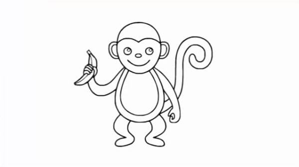 How To Draw Monkey With A Banana Sketches For Kids
