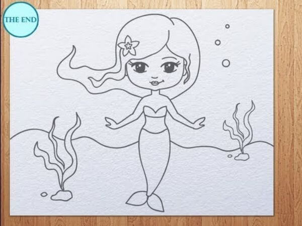 How To Draw & Sketch A Mermaid For Kids