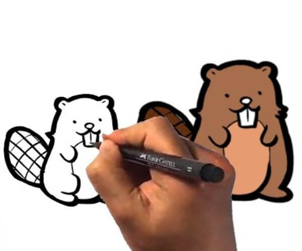How To Draw & Sketch Cute Beaver For Kids