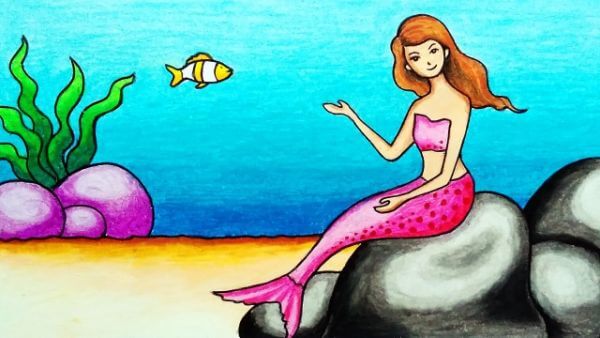 How To Draw Mermaid Underwater Scenery Tutorial