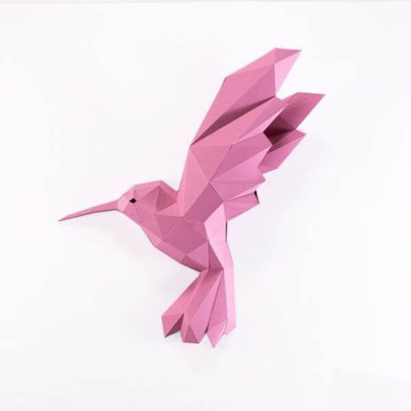3D Origami Hummingbird Paper Craft Project