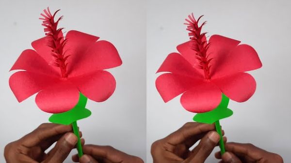 Beautiful Origami Hibiscus Paper Flower Craft For Kids
