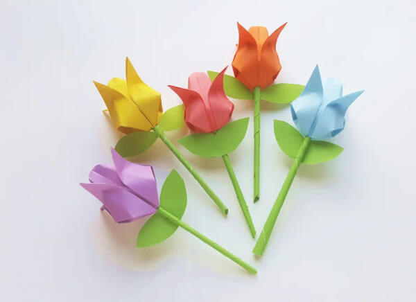 Cute Origami Paper Tulips Flower Craft