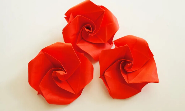 How To MAke AN Cute Simple Origami Rose Flower Instructions With Kids