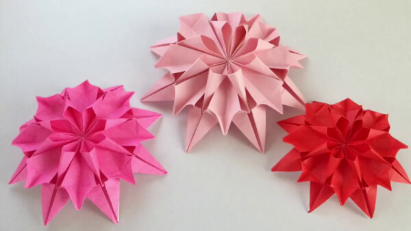 Easy Origami Dahlia Flower For Preschoolers