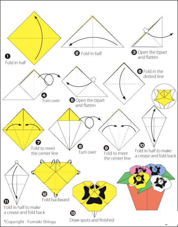 how to make an Easy Origami Pansy Flower Instructions With Kids