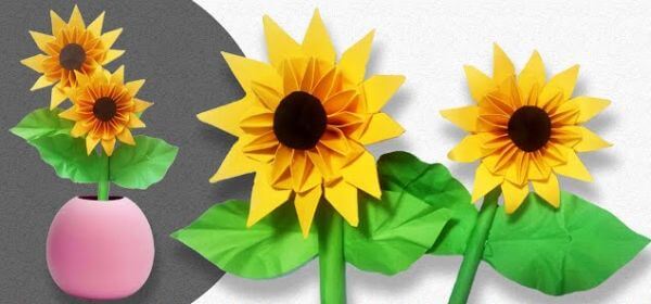 How To Make An Easy Origami Sunflower Step By Step With Kids
