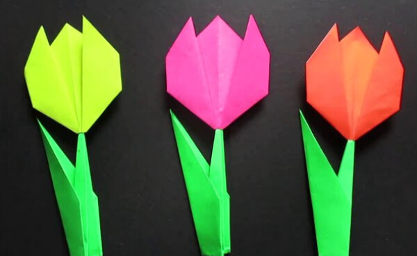 how to make an Easy Origami Tulip Flower Instructions Step By Step with kids