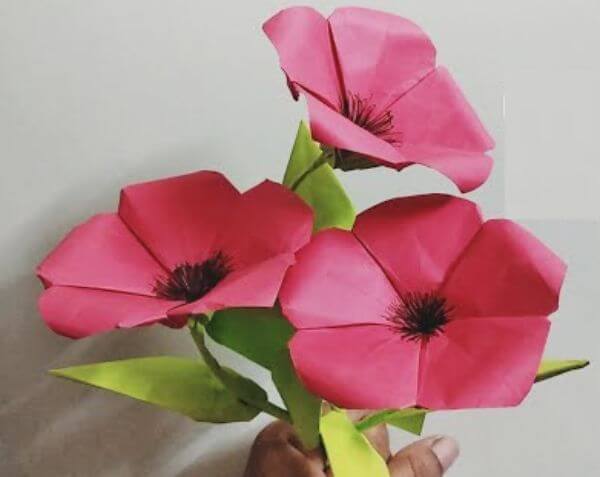 How to Make An Origami Paper Petunia Flower Craft Idea With Kids