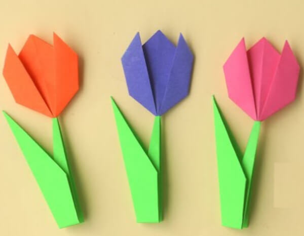 Origami Tulip Paper Flower Craft Step By Step