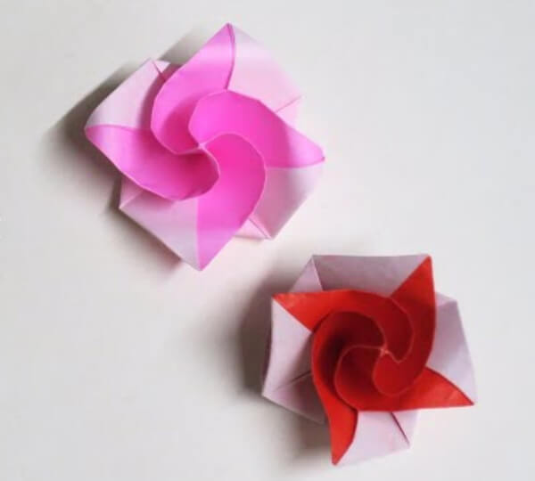 How To MAke An Easy Origami Rose Flower Tutorial Step By Step With Kids