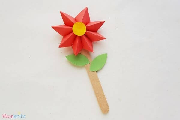 How To Make Origami Flower With Paper And Popsicle Stick