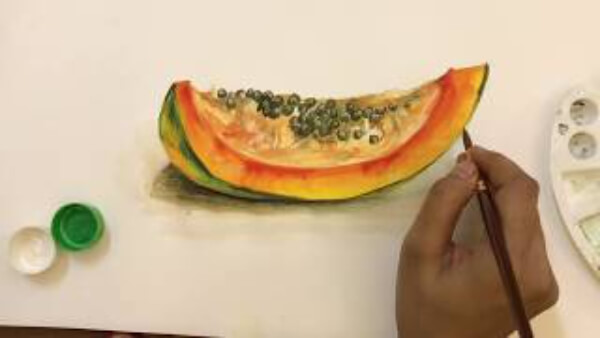 How To Paint Papaya Fruit Slice Papaya Paintings for Kids