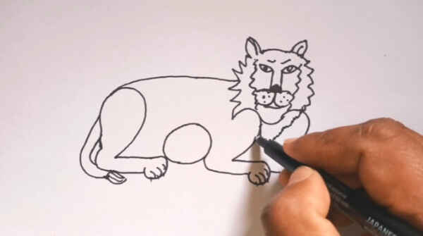 Lion Drawing With Number Step By Step
