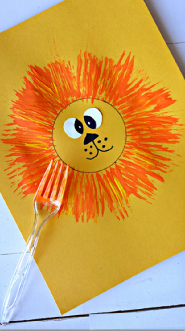 Lion Paintings For Kids Lion Painting Art With Fork
