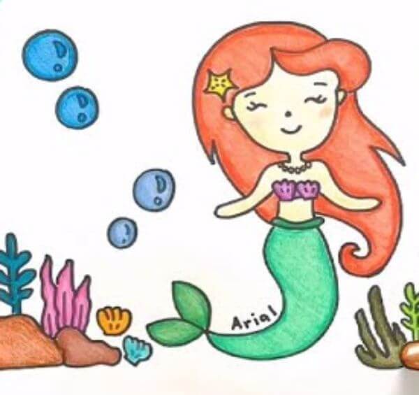 Little Mermaid Drawing Ideas For Kids