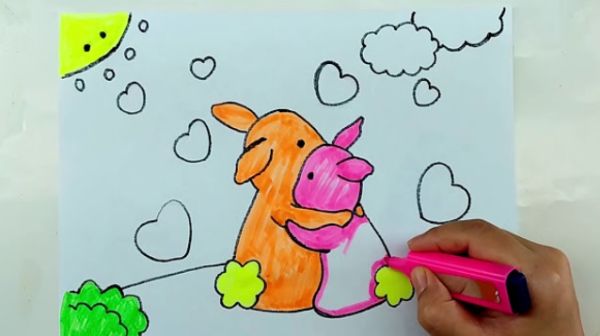 Lovely Rabbits Painting For Kids