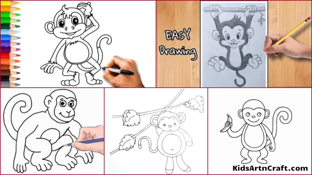 Monkey Drawing &Sketches For Kids - Kids Art & Craft