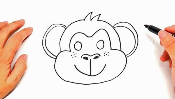 Monkey Face Drawing & sketches For Kids