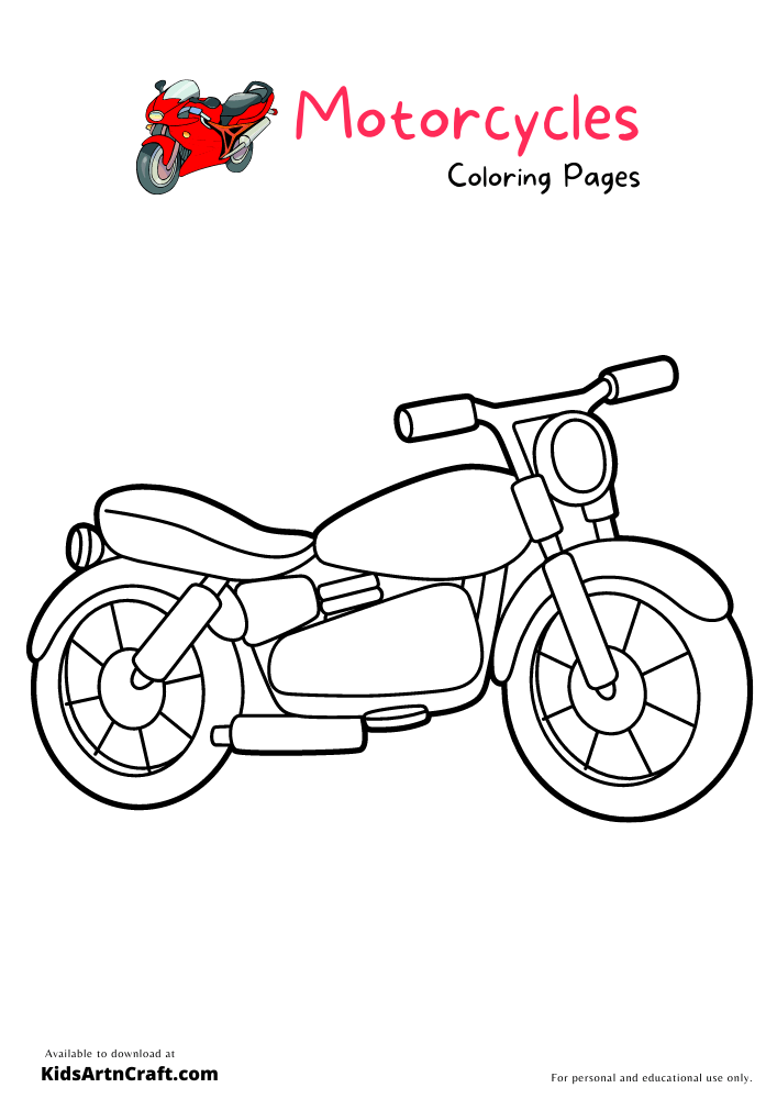 Motorcycles Coloring Pages For Kids 