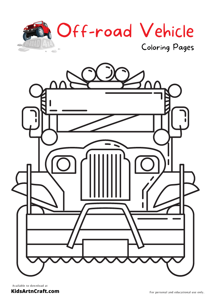 Off-road vehicle Coloring Pages For Kids – Free Printables