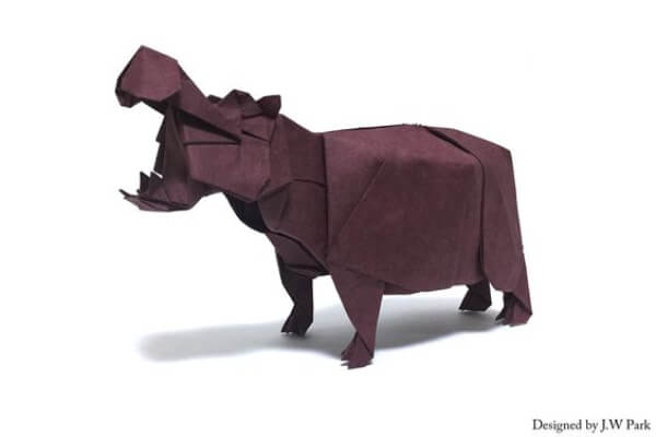 Origami Hippo Animal Craft For Kids