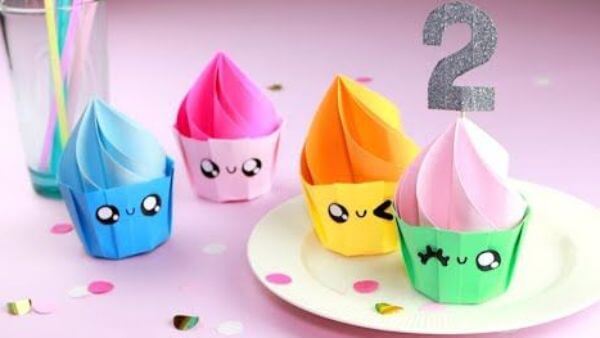 How To Make An Origami Paper Cupcake Tutorial With Kids