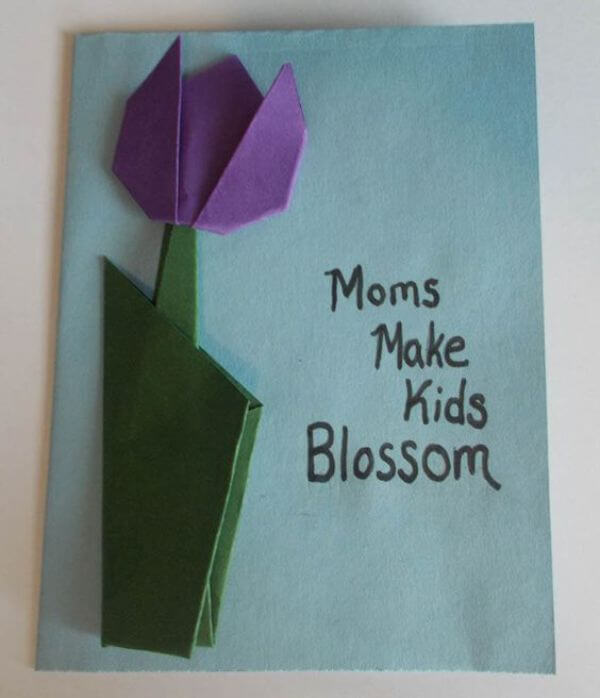 Origami Ideas That Kids Can Make Paper Flower Craft For Mother's Day Card