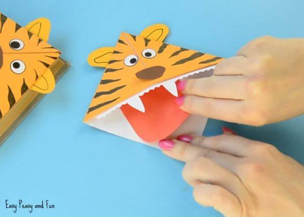 How To Make An Origami Tiger Bookmark Craft For Kids