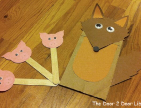 Paper Bag Wolf Puppet Craft Idea For Children