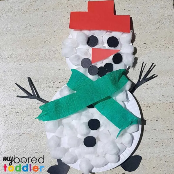 Fun & Easy Snowman Paper Plate Craft Activity For Toddlers