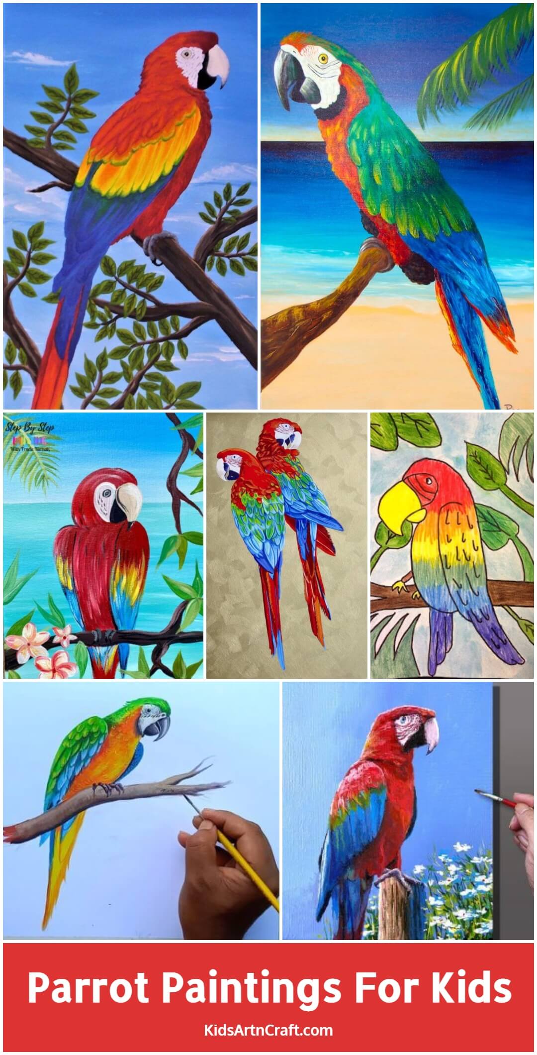 Parrot Paintings For Kids