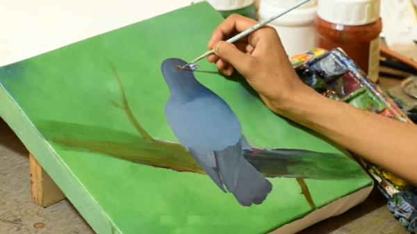 Pigeon Acrylic Painting For Kids