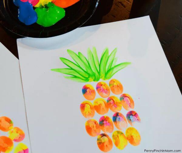 Pineapple Finger Painting Idea For Kids