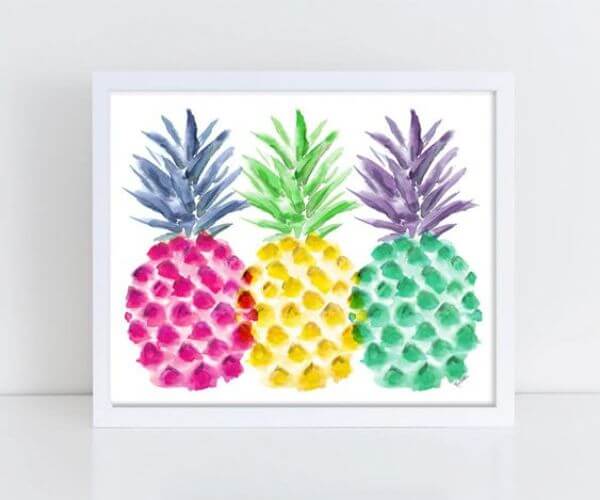 Pineapple Watercolor Painting Art Pineapple Paintings for Kids