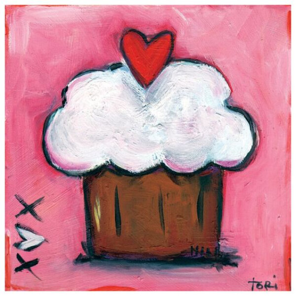 Pink Heart Cupcake Painting Cupcake Paintings For Kids